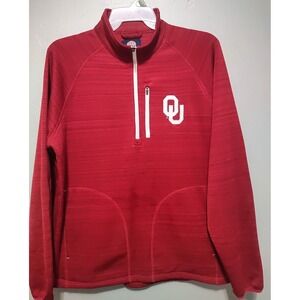 Oklahoma Sooners Men's Red Football Long Sleeve Half-Zip Pullover Jacket Size L